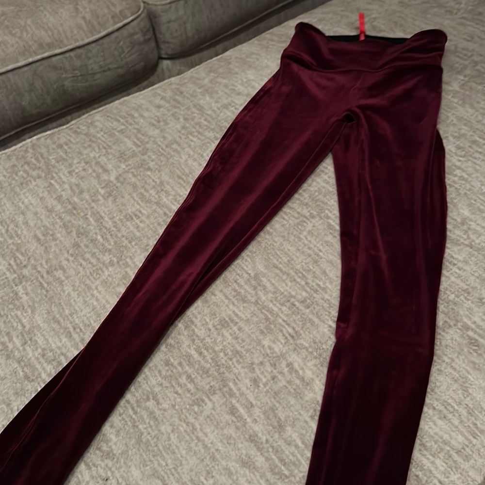 Spanx red velvet leggings